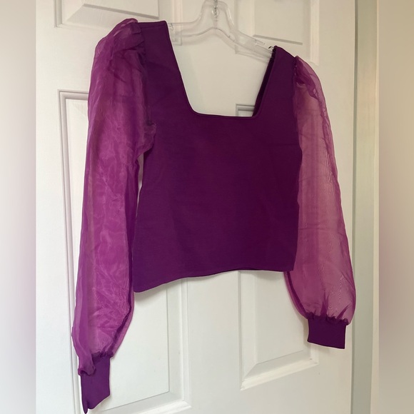 House of Harlow 1960 x Revolve Purple Puff Sleeve Top S - Picture 3 of 12